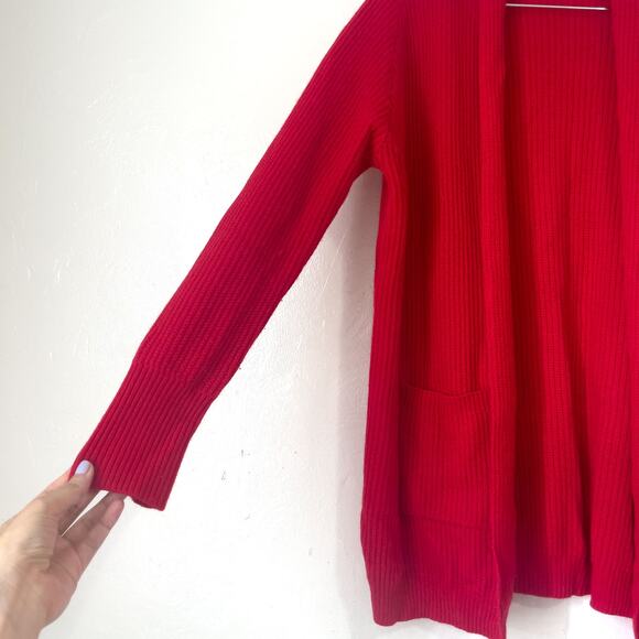 ALLUDE 100% Cashmere Ribbed Open Front Cardigans in Red Size XS - Picture 5 of 11